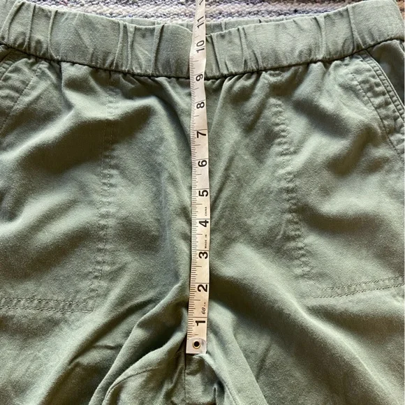 Talbots Pull On Wide Leg Crops Cotton Linen Sage Green Cropped Pants M Petite - Picture 4 of 14